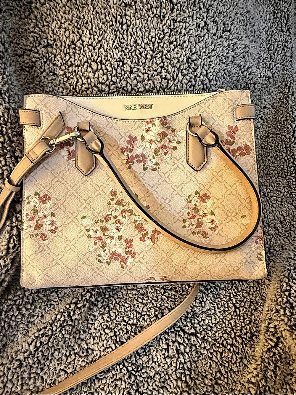 Nine West Floral Shoulder Bag in Beige & Pink